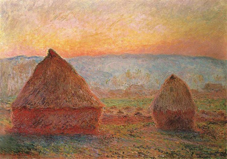 Monet's Wheatstacks Series: Monet's Grainstacks at Giverny, Sunset